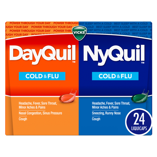 Vicks DayQuil & NyQuil Severe Combo Pack Cold & Flu Liquicaps Medicine Powerful Daytime & Nighttime Relief - 1 Kit