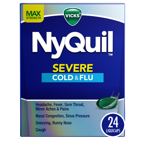 Vicks NyQuil Severe Cold & Flu Liquicaps Medicine Powerful Nighttime Relief - 24 Count
