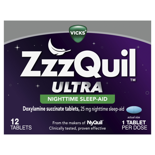 Vicks Zzzquil Ultra, Sleep Aid, Doxylamine Succinate Aids For Adults, Nighttime 12 Tablets - 12 Count