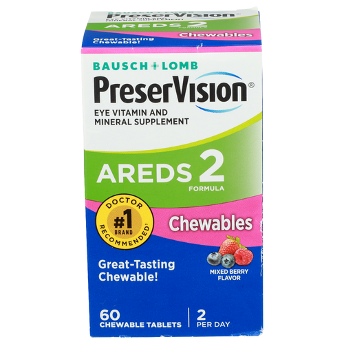 Bausch + Lomb Preservision Mixed Berry Flavor Areds 2 Formula Eye Vitamin And Mineral Supplement - 60 Count