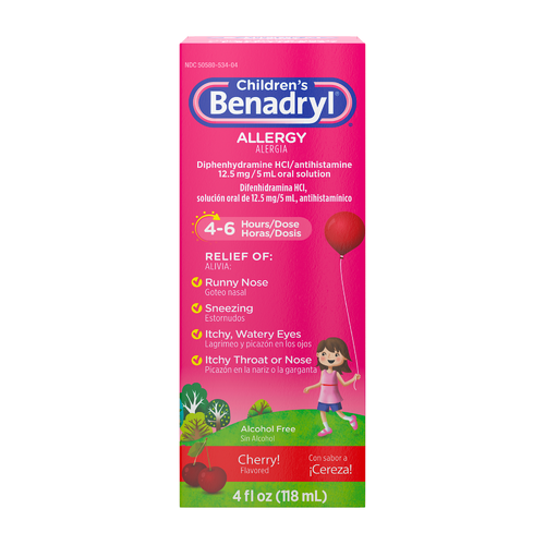 Benadryl Children's Allergy Liquid, Cherry - 4 Ounce