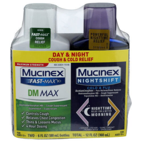 Mucinex Day & Night Cough & Cold Relief - 6 Fluid Ounce - 2 Count