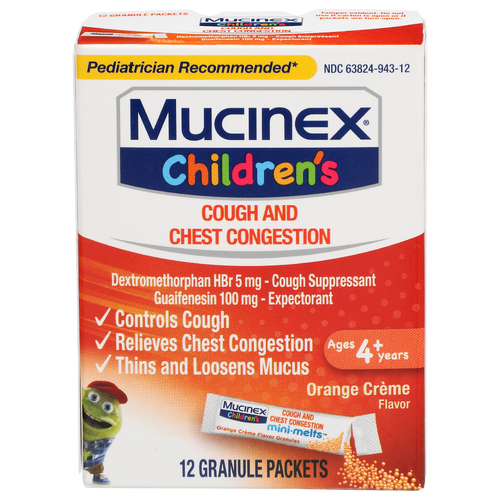 Mucinex Orange Creme Flavor Children's Cough And Chest Congestion - 12 Count