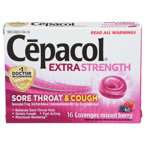 Cepacol Mixed Berry Sore Throat & Cough - 16 Count