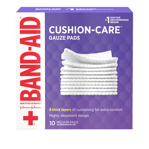 Band-Aid Brand Of First Aid Products Cushion-Care Gauze Pads, 3 Inches By Inches - 10 Count