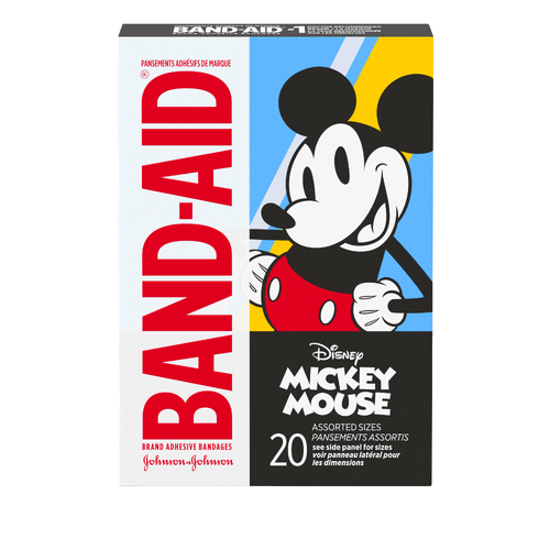Band-Aid Brand Adhesive Bandages Featuring Disney's Mickey Mouse, Assorted Sizes - 20 Count