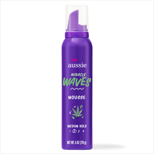 Aussie Miracle Waves Mousse With Hemp Seed Oil For Wavy Hair, Paraben-Free - 6 Ounce