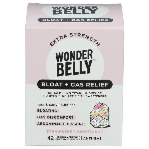 WONDERBELLY Strawberry Shortcake Tablet Bloat And Gas Relief - 42 Count