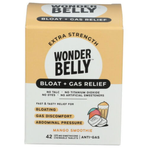 WONDERBELLY Mango Smoothie Tablet Bloat And Gas Relief - 42 Count