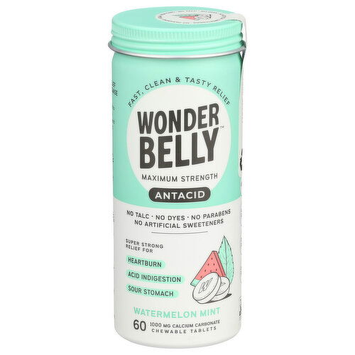 WONDERBELLY Watermelon Mint Tablet Antacids - 60 Count
