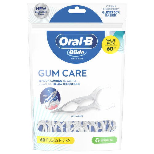 Oral-B Gum Care Unflavored Floss Picks Value Pack - 60 Each