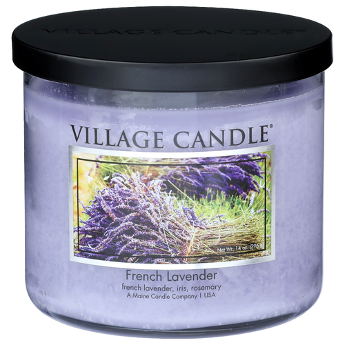 Village Candle French Lavender, Iris, Rosemary Black Decor - 14 Ounce