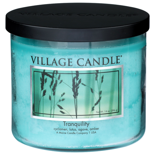 Village Candle Cyclamen, Lotus, Agave, Amber Black Decor Tranquility - 14 Ounce