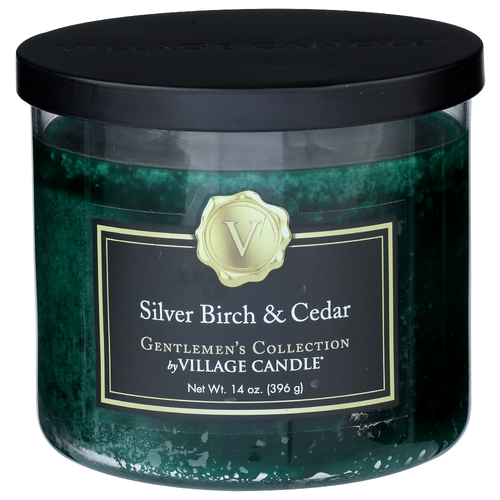 Gentlemen's Collection By Village Candle Silver Birch & Cedar Black Decor - 14 Ounce