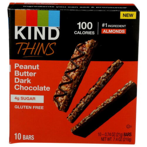 Kind Snacks Bar Thin Drzld Milk Choc Chnk Thins Peanut Butter Dark Chocolate - 0.21 Ounce - 10 Count