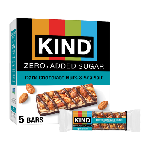 Kind Zero Added Sugar Dark Chocolate Nuts & Sea Salt - 1.2 Ounce - 5 Count