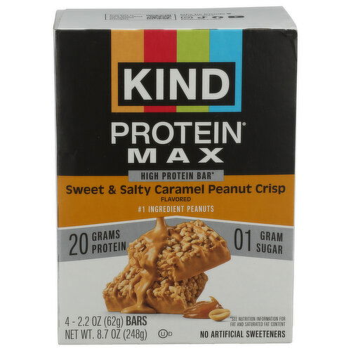 Kind Protein Max Bar Sweet & Salty Caramel Peanut Crisp - 2.2 Ounce - 4 Count