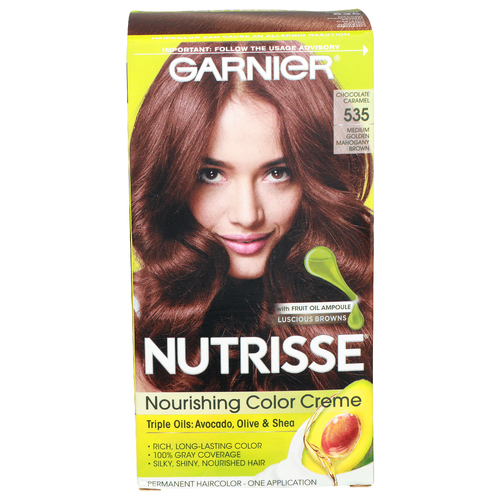 Garnier Chocolate Caramel 535 Medium Golden Mahogany Brown Nutrisse Permanent Haircolor - 1 Count