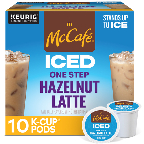 McCafe Iced One Step Hazelnut Latte Keurig Single Serve K Cup Pods - 10 Count