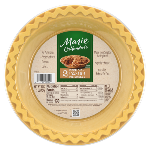 Marie Callender's Deep Dish Pastry Pie Shells, Frozen Crust - 16 Ounce