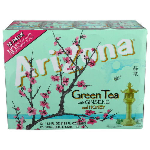 Arizona Green Tea 12 With Ginseng And Honey - 11.5 Fluid Ounce - 12 Count