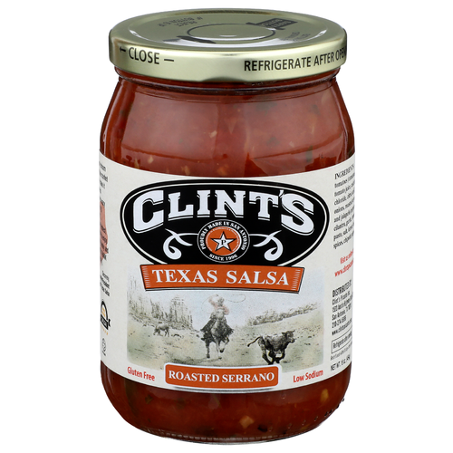 Clint's Texas Salsa Roasted Serrano - 16 Ounce
