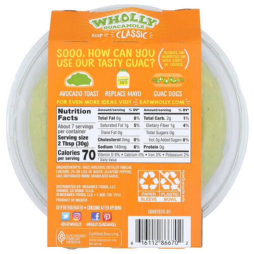 Wholly Guacamole Mild - 7.5 Ounce