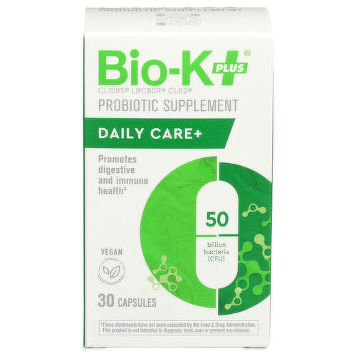 BIO-K PLUS Capsule Probiotic BIO-K+ Daily CARE+ 50B 30 Caps 50 Billion Capsules - 30 Count