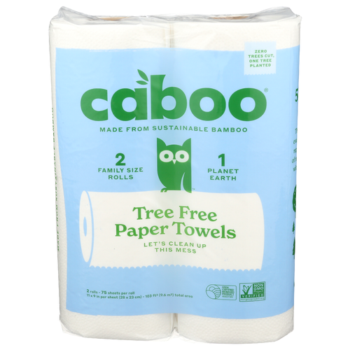 Caboo Unscented Roll Towel 2PACK 75SHEET Case With 12 Packs 75 Sheets Per - 2 Count