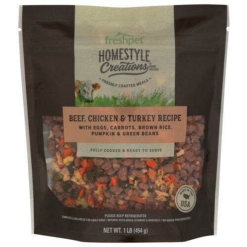 Homestyle Creations Freshpet Fresh Dog Food, Beef, Chicken & Turkey - 1 Pound