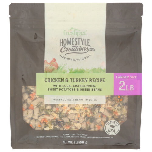 Freshpet Turkey, Chicken Fresh Refrigirated Dog Food Homestyle Creations Chicken & Turkey Recipe 2 L - 2 Pound Image 1 of 4