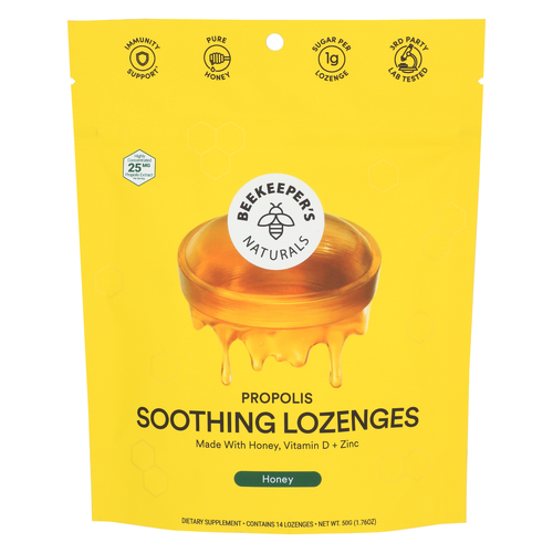 BEEKEEPER's Naturals Propolis, Zinc + Vitamin D For Immune Support Honey Lozenges Propolis Soothing - 0.126 Ounce - 14 Count