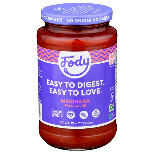 Fody Gut-Friendly Pasta Low Fodmap Marinara Sauce - 19.4 Ounce