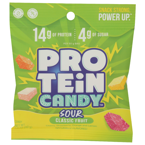 Protein Candy Chewy Classic Fruit Sour - 1.8 Ounce