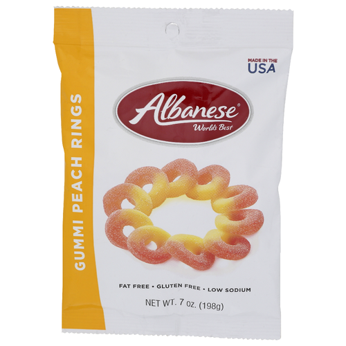 Albanese WORLD's Best Peach Gummi Rings Flavor - 7 Ounce