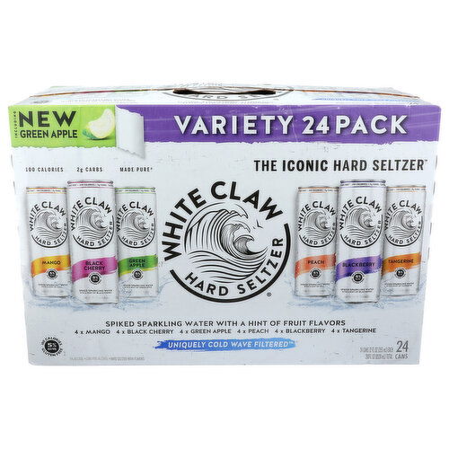 White Claw Hard Seltzer Seltzer, Variety 24 Pack - 12 Fluid Ounce - 24 Count