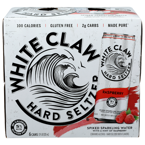 White Claw Hard Seltzer Raspberry Spiked Sparkling Water - 12 Fluid Ounce - 6 Count