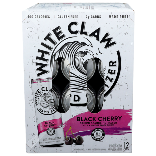 White Claw Hard Seltzer Black Cherry With Flavors - 12 Fluid Ounce - 12 Count