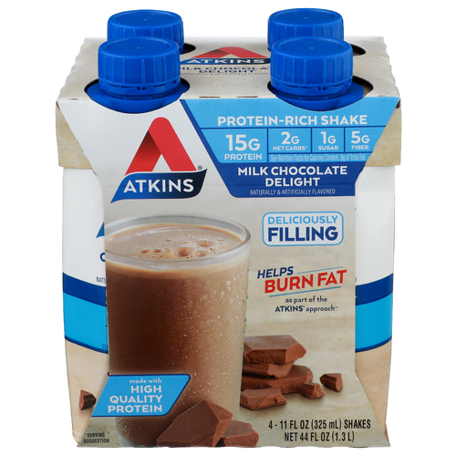 Atkins Milk Chocolate Delight Protein-Rich Shake - 11 Fluid Ounce - 4 Count