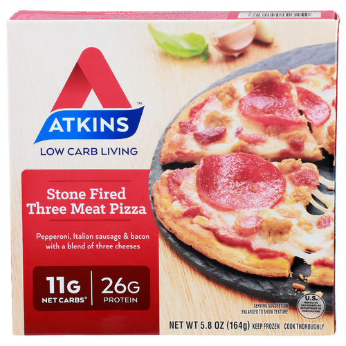 Atkins Pepperoni, Italian Sausage & Bacon With a Blend Of Three Cheeses Stone Fired Meat Pizza - 5.8 Ounce