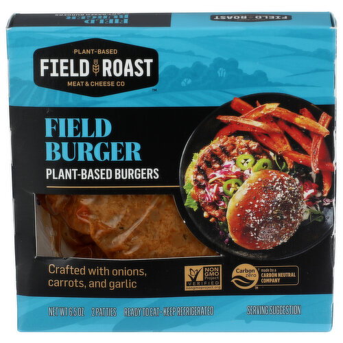 Field Roast MEAT & CHEESE Co Crafted With Onions, Carrots & Garlic Plant-Based Burgers - 3.25 Ounce - 2 Count