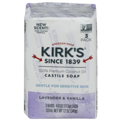 KIRK'S Lavender & Vanilla Castile Soaps - 4 Ounce - 3 Count Image 1 of 3