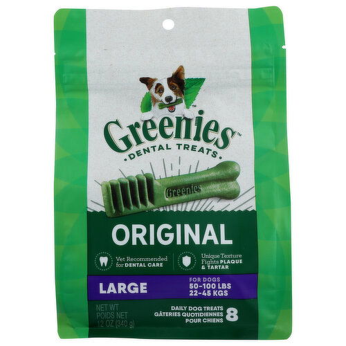 Greenies Daily Dental Treats, Original, Large - 1.5 Ounce - 8 Count