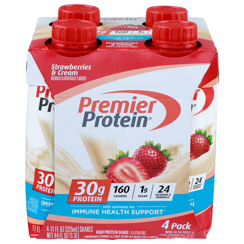 Premier Protein Strawberries & Cream High Shake - 11 Fluid Ounce - 4 Count