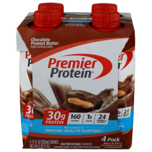 Premier Protein High Shake, Chocolate Peanut Butter, 4 Pack - 11 Fluid Ounce - 4 Count