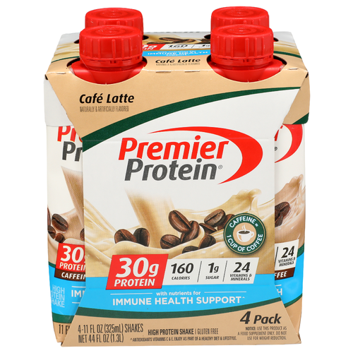 Premier Protein Cafe Latte High Shake - 11 Fluid Ounce - 4 Count