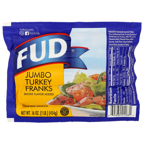 Fud Links Jumbo Turkey Franks - 16 Ounce