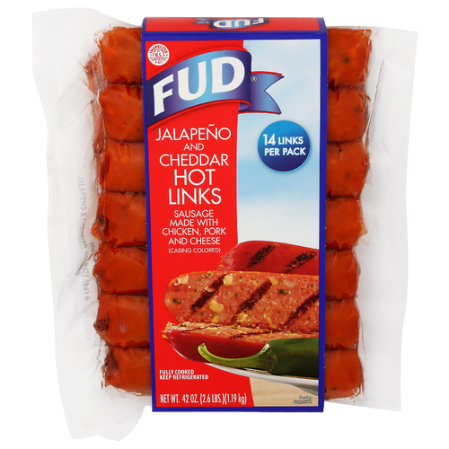 Fud Links Cheddar Jalapeno Hot - 3 Ounce - 14 Count