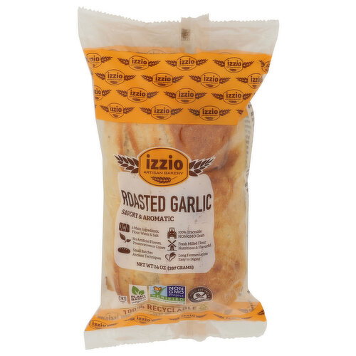 Izzio Artisan Bakery Garlic Light Sourdough Batard Roasted Take & Bake - 14 Ounce