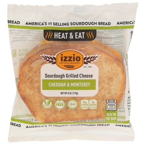 izzio Artisan Bakery Cheddar & Monterey Jack Sourdough Grilled Cheese - 4 Ounce Image 1 of 4